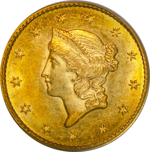 (7502) 1849 G$1 PCGS MS62 Gold Dollar obverse