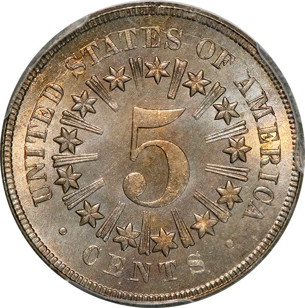 (3791) 1866/1866 5C PCGS MS64 Rays reverse