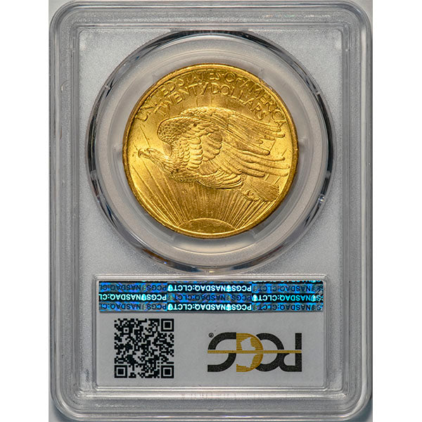 (9142) 1908 $20 PCGS MS64 No Motto Saint reverse slab