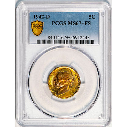 (4100) 1942-D 5C PCGS MS67+FS Jefferson slab