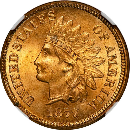(2129) 1877 1C NGC MS64+RD Indian obverse