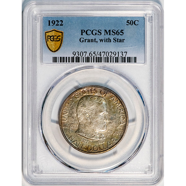 (9307) 1922 50C PCGS MS65 Grant Star slab