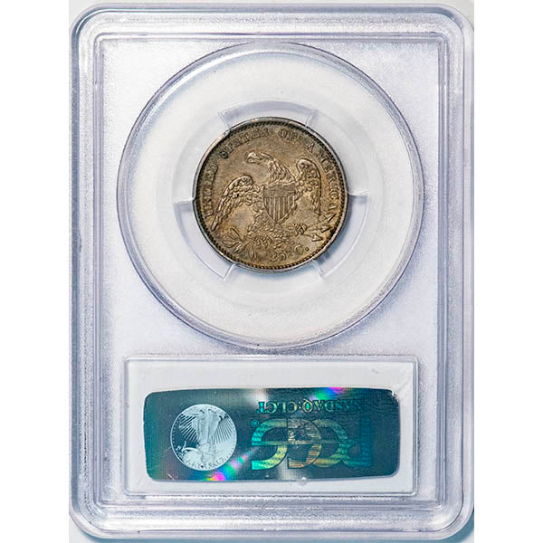 (5353) 1834 25C PCGS AU58 CAC Bust Quarter reverse slab