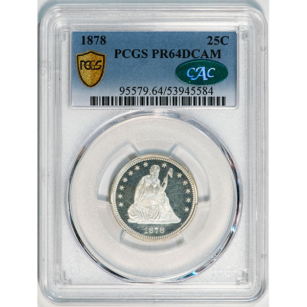 (5579) 1878 25C PCGS PR64DCAM CAC
