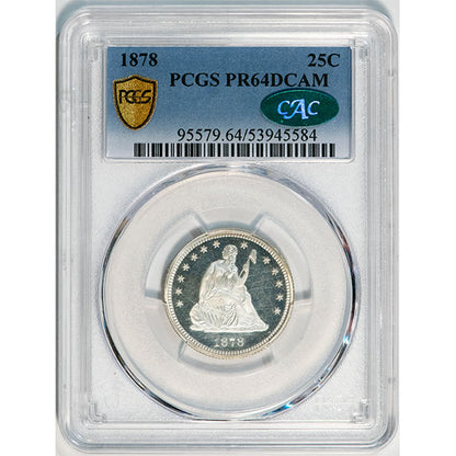 (5579) 1878 25C PCGS PR64DCAM CAC