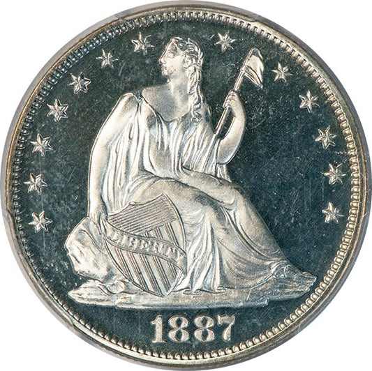 (6448) 1887 50C PCGS PR66+DCAM CAC