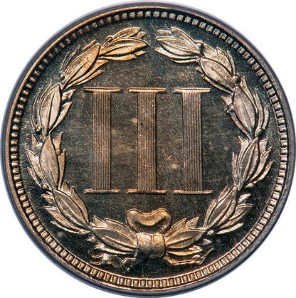 (3765) 1869 3CN PCGS PR65DCAM CAC