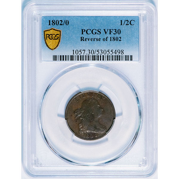 (1057) 1802/0 1/2C PCGS VF30 Reverse of 1802