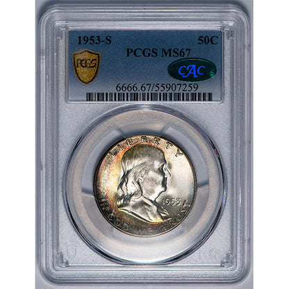 (6666) 1953-S 50C PCGS MS67 CAC