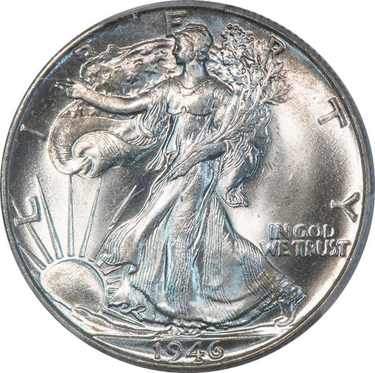 (6632) 1946 50C PCGS MS65 Doubled Die Reverse
