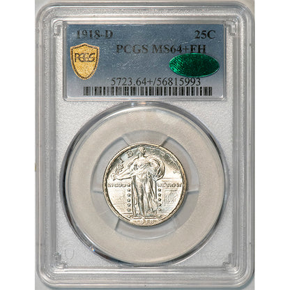 (5723) 1918-D 25C PCGS MS64+FH CAC