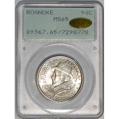 1937 50C Roanoke PCGS MS65Gold CAC