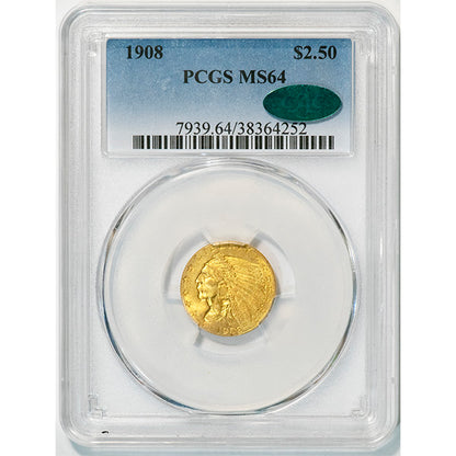 1908 $2.50 PCGS MS64 CAC