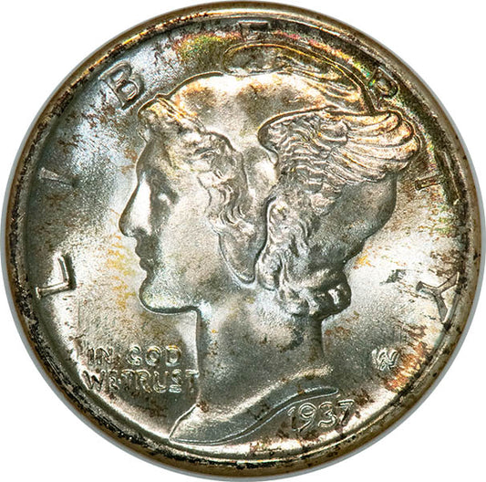 (5005) 1937 10C NGC MS65FB Gold CAC