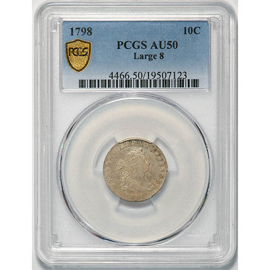 (4466) 1798 10C Large 8 PCGS AU50