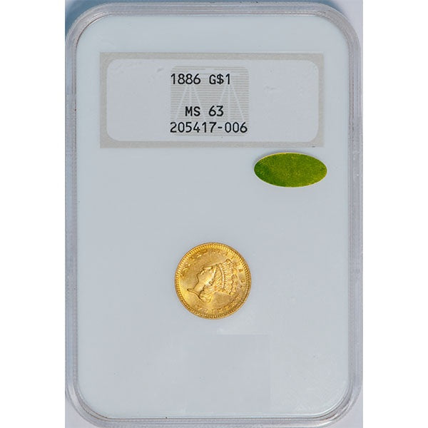 (7587) 1886 G$1 NGC MS63 Gold CAC