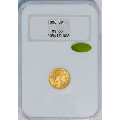 (7587) 1886 G$1 NGC MS63 Gold CAC