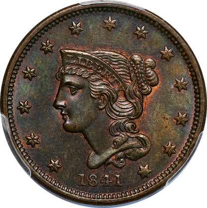 (1700) 1841 1C PCGS MS63BN CAC