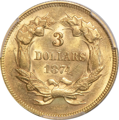 (7998) 1874 $3 PCGS MS61